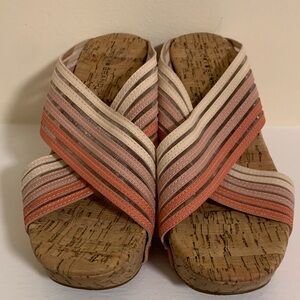 Lucky Brand Multicolor Striped Cork Sandals